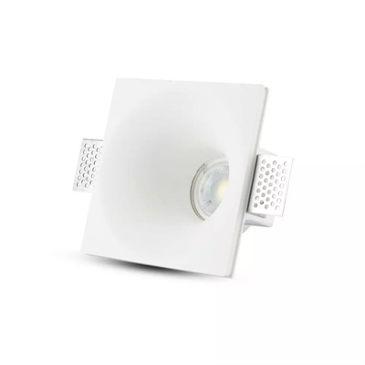 Portafaretto LED da Incasso Quadrato in Gesso Bianco 132x132