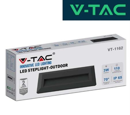 Faretto led segnapasso rettangolare 3W nero 3000K IP65