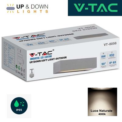 Lampada LED da Muro Rettangolare 9W Doppio Fascio grigio 4000K