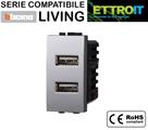 Presa USB doppia 2.1A grigia comp. Living