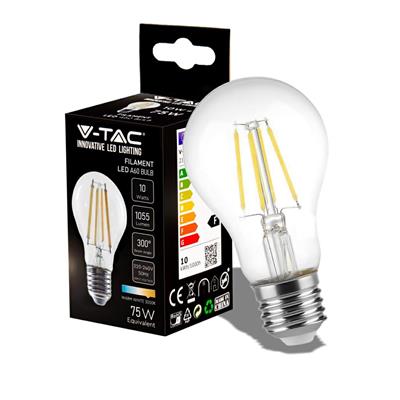 V-TAC Lampadina LED E27 10W A67 Filamento 6500K