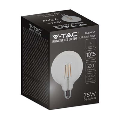 V-TAC Lampadina LED E27 10W G125 Filamento 3000K