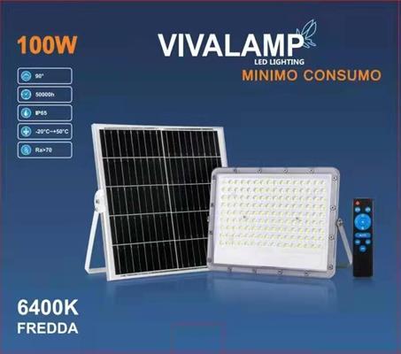 Faro Solare LED 100W con Pannello Luce Fredda 6400K IP65