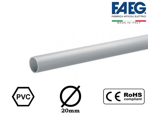 Tubo Rigido Grigio in PVC 3 Metri Ø20mm