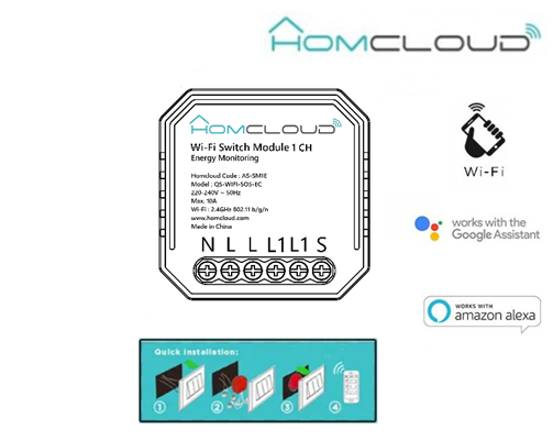 Modulo Smart Wi-Fi da Incasso per Interruttore 1 Canale