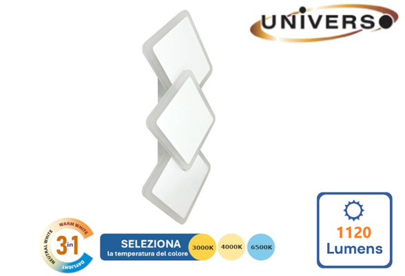 Applique da Muro LED 14W Tonalità Luce 3in1 1120Lm
