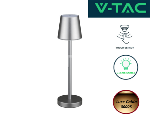 Lampada Touch LED 3W Ricaricabile Luce Calda 3000K Dimmerabile