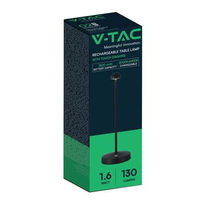 Lampada Nera Touch LED 1,6W Ricaricabile Tonalità Luce 3in1