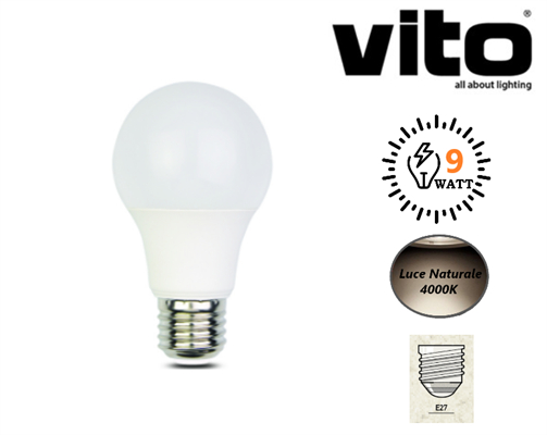 Lampadina LED E27 9W A60 Luce Naturale 4000K