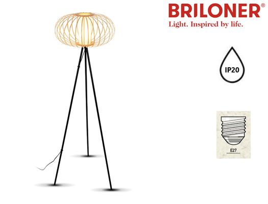 Lampada da Terra Metallo Bamboo Portalampada E27 Altezza 153cm