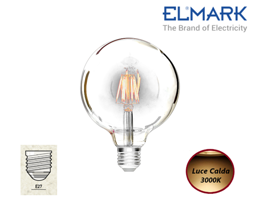 Lampadina G125 a Filamento LED 8W Luce Calda 3000K
