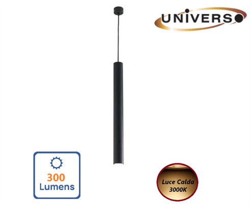 Lampadario Nero LED 3W a Sospensione Luce Calda 3000K