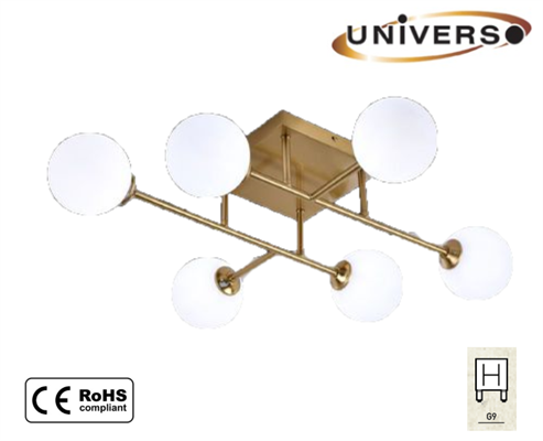Lampadario da Soffitto con 6 Sfere Portalampada Attacco G9