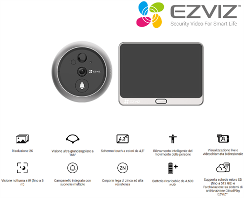 Campanello con Spioncino Senza Fili Display Touch 4,3