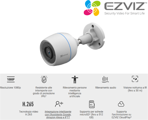 Telecamera Smart Home Wi-Fi 1080p Sensore IR IP67