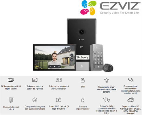 Videocitofono Smart Connesso Kit con Schermo Touch 7 Tastierino