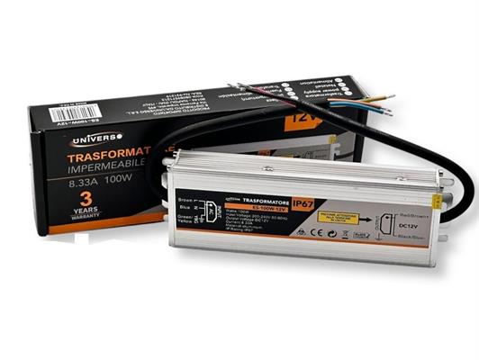 Alimentatore 100W 12V stagno IP67 metallico stabilizzato