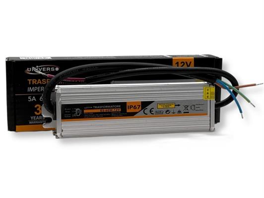 Alimentatore 60W 12V stagno IP67 metallico stabilizzato