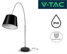 Lampada da Terra in Metallo Nera con Portalampada E27 196cm