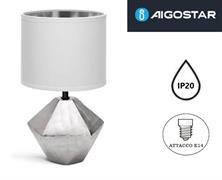 Lampada da Tavola con Base a Prisma in Ceramica Argento