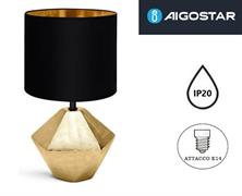 Lampada da Tavola con Base in Ceramica Nera Portalampada E14
