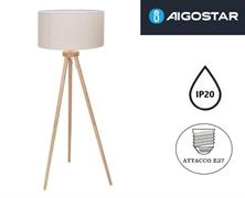 Lampada da Terra in Legno con Portalampada E27 Altezza 143cm