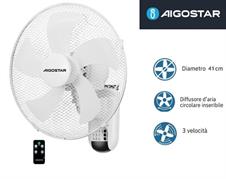 Ventilatore da Parete 45W 3 Velocità con Telecomando