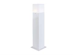 Paletto da giardino bianco 45cm E27 alluminio con piatra di fis.