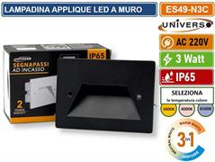 Segnapasso Nero ad Incasso LED 3W 503 Tonalità Luce 3in1