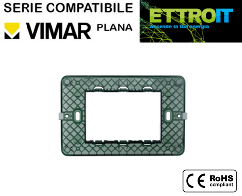 Supporto 3 posti in plastica Compatibile con Vimar® Plana