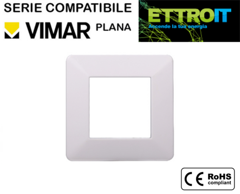 Placca in Plastica Bianca 2 Posti Compatibile con Vimar® Plana