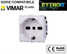 Presa Schuko 2P+T 16A Bianca Compatibile con Vimar® Plana