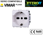 Presa Schuko 2P+T 16A Bianca Compatibile con Vimar® Plana