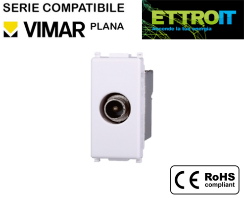 Presa TV Diretta Bianca Compatibile con Vimar® Plana