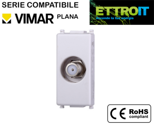 Presa TV Satellitare a Vite Bianca Compatibile con Vimar® Plana