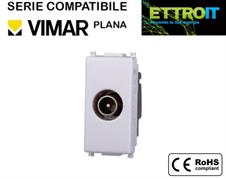Presa TV Passante Bianca Compatibile con Vimar® Plana