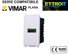 Presa USB 2.1A Bianca Compatibile con Vimar® Plana