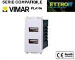 Presa Doppia USB 2.1A Compatibile con Vimar® Plana