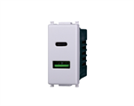 Presa USB 2.1A + Type C 3.1A Compatibile con Vimar® Plana