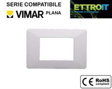 Placca in Plastica Bianca 3 Posti Compatibile con Vimar® Plana