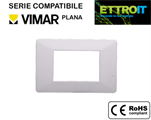 Placca in Plastica Bianca 3 Posti Compatibile con Vimar® Plana