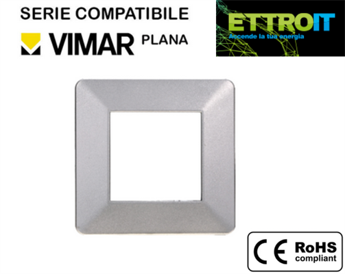 Placca in Plastica Grigia 2 Posti Compatibile con Vimar® Plana