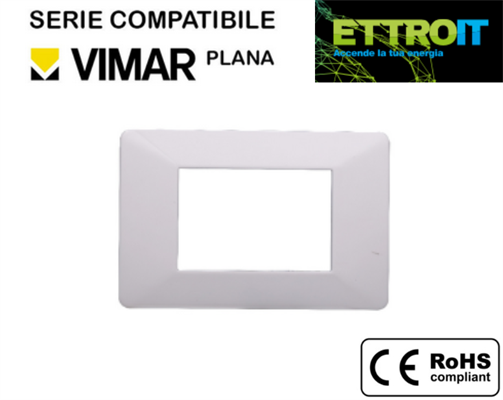Placca in Plastica Grigia 3 Posti Compatibile con Vimar® Plana