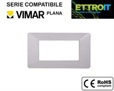 Placca in Plastica Bianca 4 Posti Compatibile con Vimar® Plana