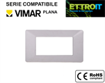 Placca in Plastica Bianca 4 Posti Compatibile con Vimar® Plana