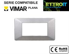 Placca in Plastica Grigia 4 Posti Compatibile con Vimar® Plana