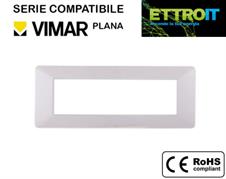 Placca in Plastica Bianca 7 Posti Compatibile con Vimar® Plana
