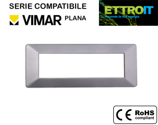 Placca in Plastica Grigia 7 Posti Compatibile con Vimar® Plana