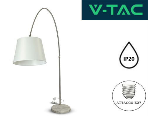 Lampada da Terra in Metallo Bianca con Portalampada E27 196cm