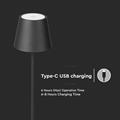 Lampada Touch Ricaricabile LED 4W Regolabile Luce Calda nera